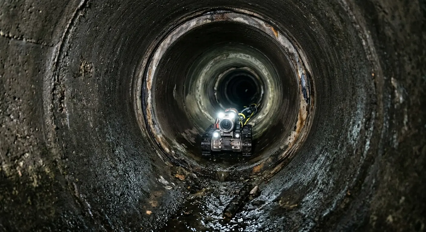 Robotic sewer camera inspecting pipe interior for Sewer Line Cleaning in Basehor